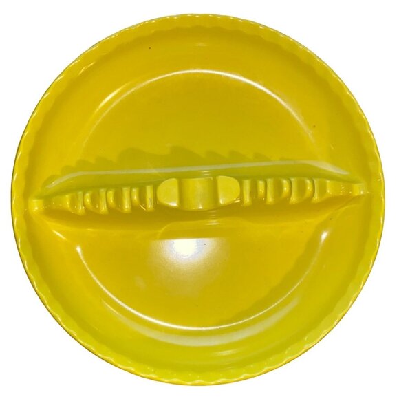 Yellow Divided Plastic Serving Dish By Dale Chemical Co. Round Plate With Center - Picture 1 of 11